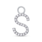 0.06ct 14k White Gold Diamond "S" Hoop Charm